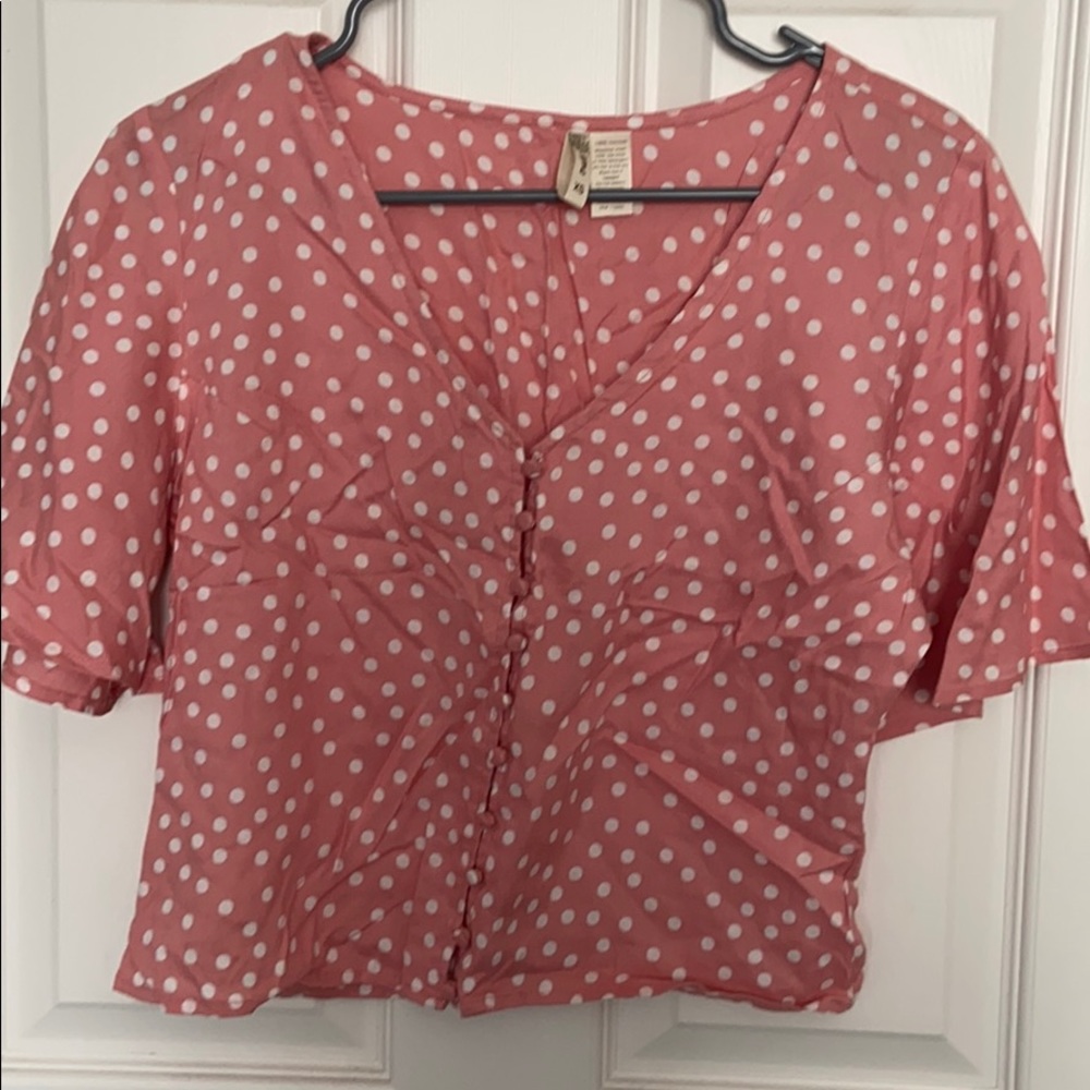 Pink polka dot shirt